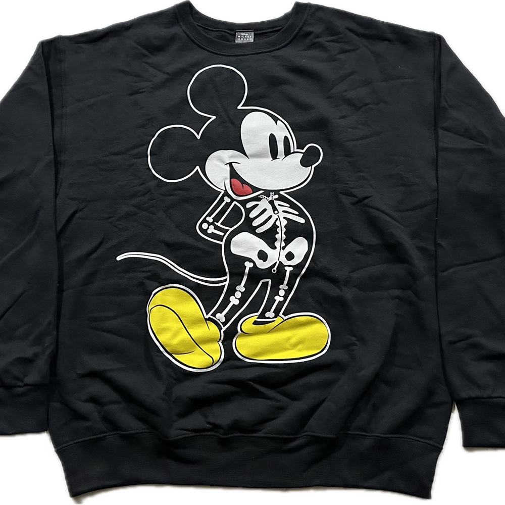 Disney Black Sweatshirt with Mickey Mouse Skeleton Design Womens XXS-2XL New